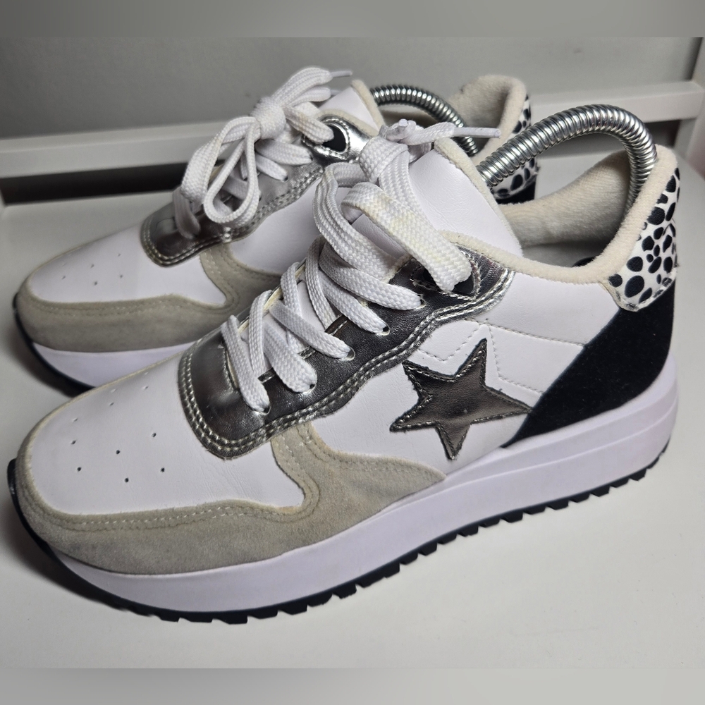 MKS Stylish White and Silver Women's Sneakers Sz 6